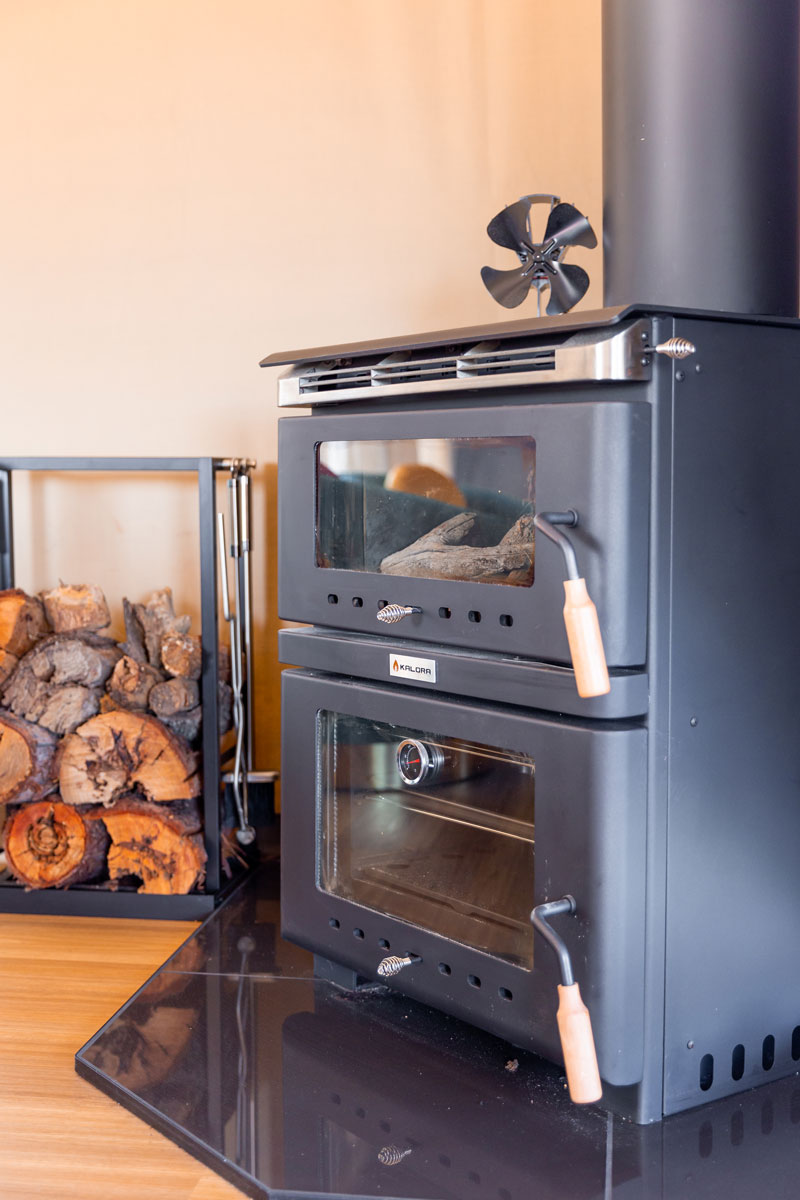 Serenita Stanthorpe Servern Glamping Tent inside fireplace with wood supplied