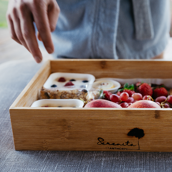Serenita Stanthorpe Severn Glamping Tent beautiful fruit box